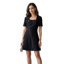 WLZD Dress 2 Black Mini Floral Party Evening Elegant Party Holiday Cocktail NWT