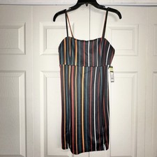 Mini Dress By Wild Fable Women’s Small Black W/Stripes Spaghetti Strap NWT
