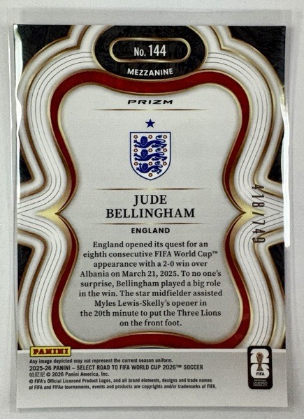 Panini 2025-26 Select Road to FIFA World Cup Jude Bellingham Prizm #144 view 2