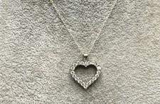 Sterling Silver, CZ Gemstones Open Heart Pendant Necklace