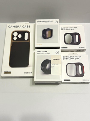 Moment T-Series lot: 17 procase, 1.33x anamorphic gf, tele 58mm, and more