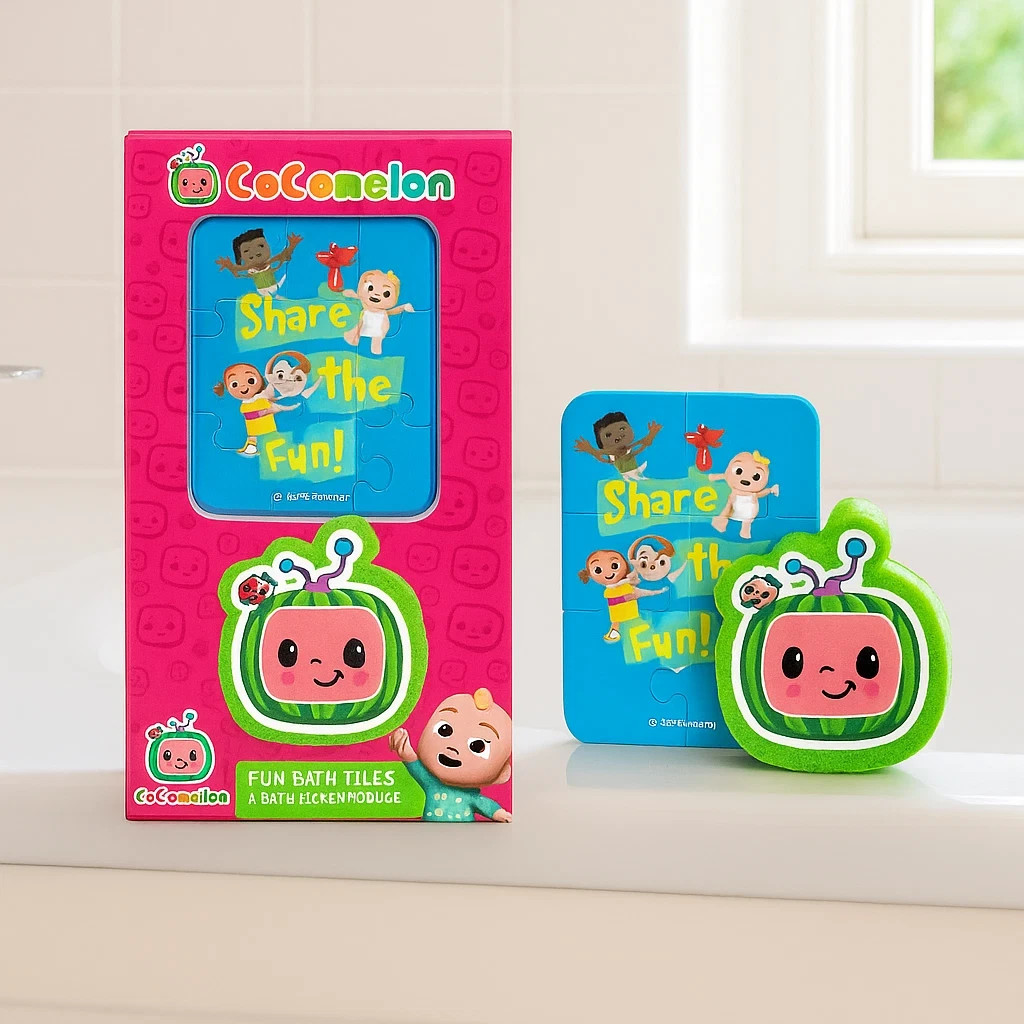 Cocomelon Bath Tiles & Fizzer Set + Grab and Go Pack Bundle Kids Bath Toy Gift