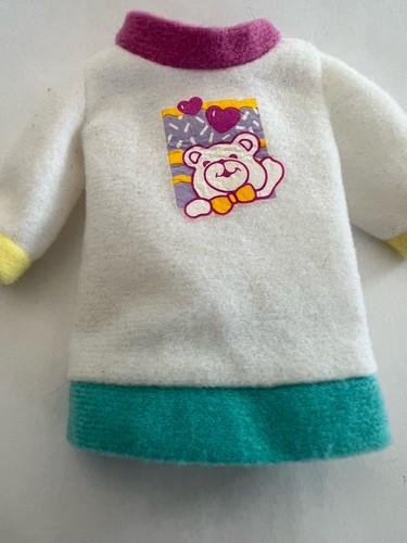 Vintage Barbie Doll White Shirt Soft With Teddy Hear And Hearts (A103) - Picture 3 of 12
