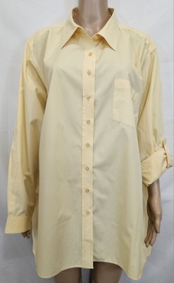 WHITE STAG Blouse Size 22/24W Light Yellow Cotton 100% Long Sleeve Shirt