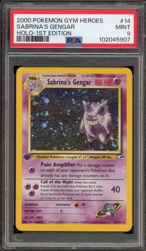 Pokemon Sabrina's Gengar Gym Heroes 1st Edition Holo Rare #14 PSA 9 Mint