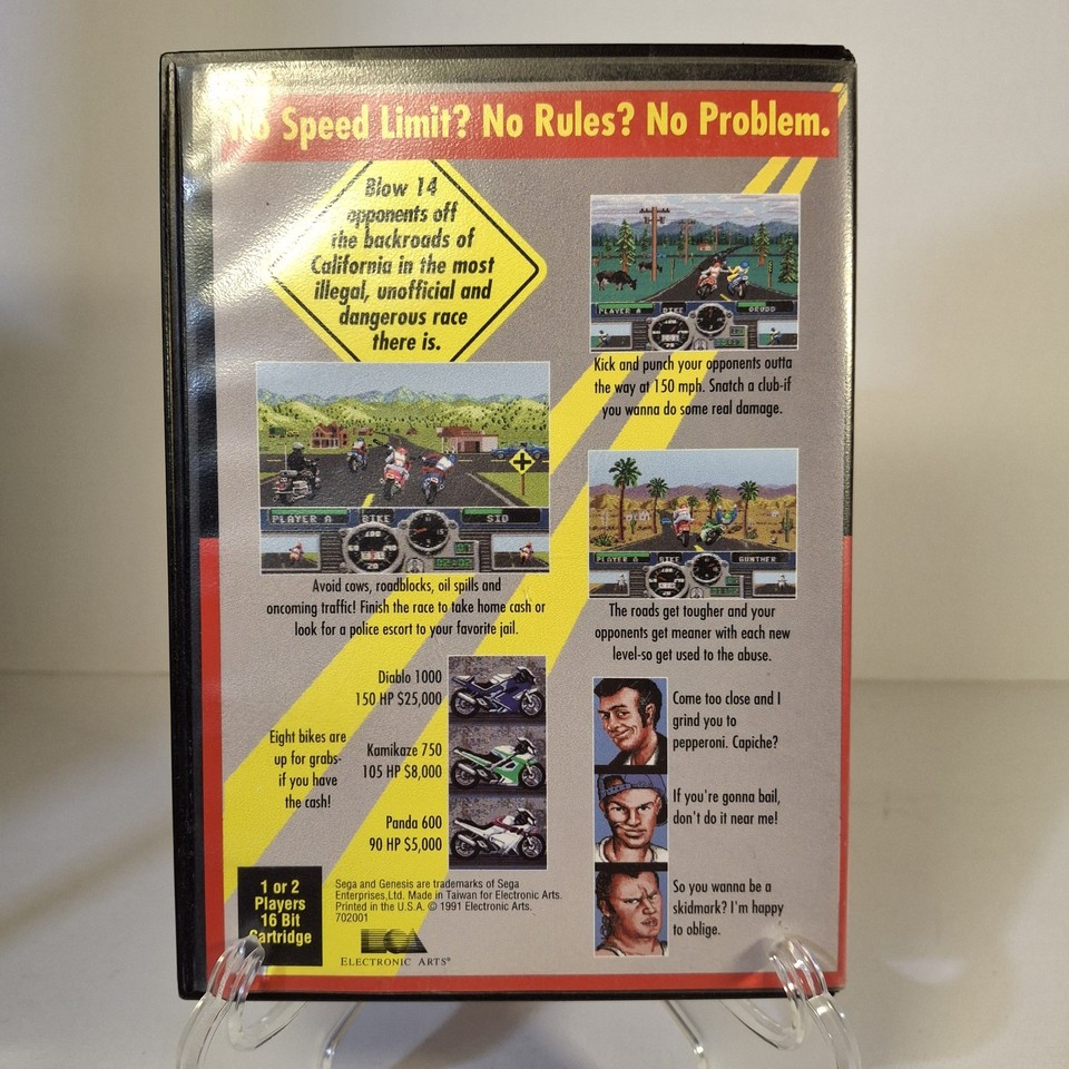 Road Rash Sur SEGA Genesis – Complet Avec Boîte Et Manuel – Rare (1991)