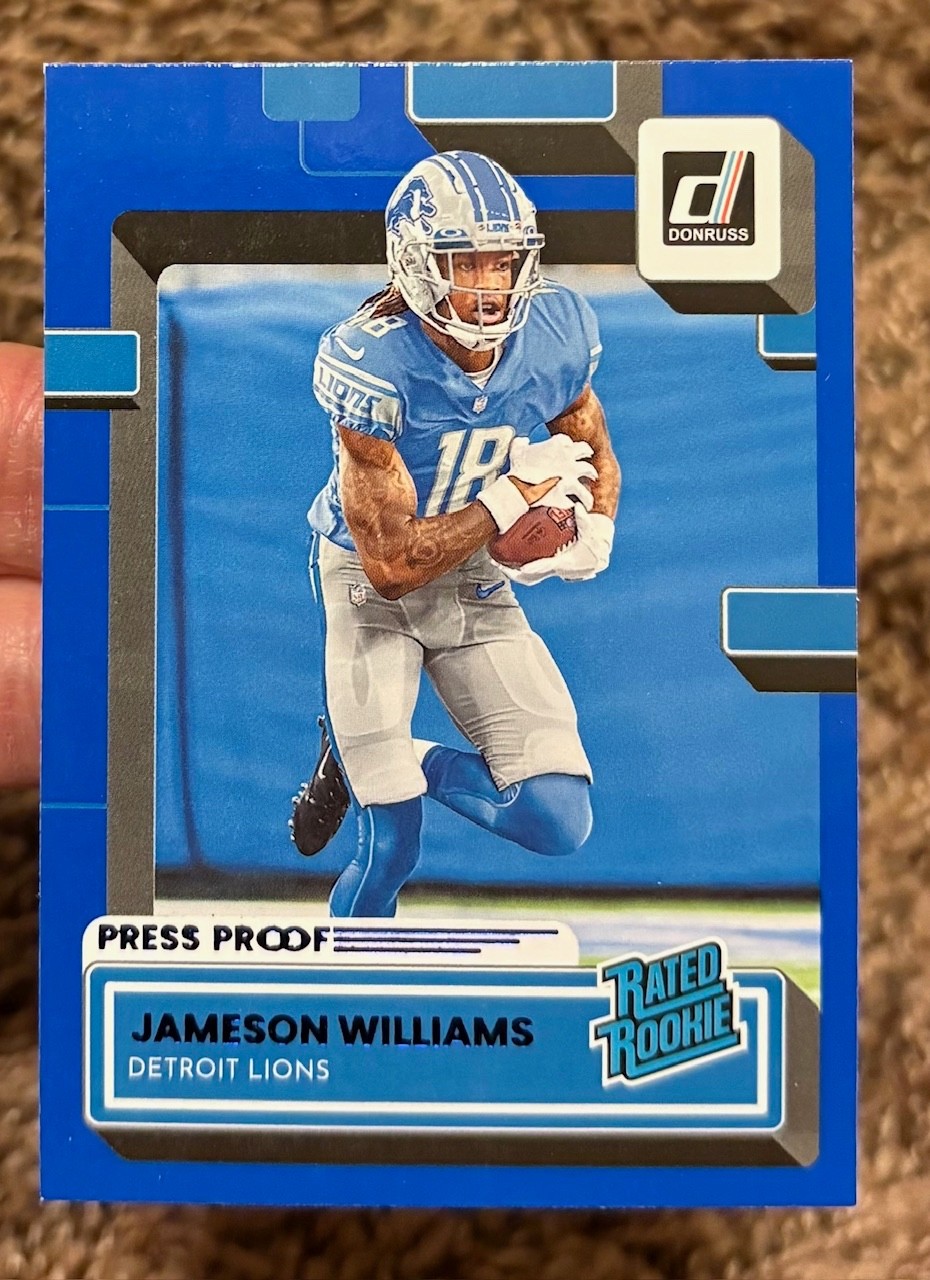 Jameson Williams Panini Donruss #308 Press Proof Blue