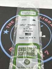 Evergreen Scale. Polystyrene Strips. 14" 243 Half Round .100. (3)