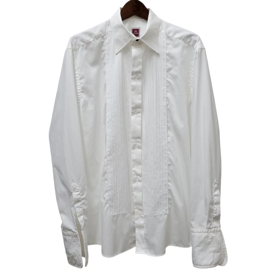 Vestido de esmoquin Eton para hombre etiqueta roja manga larga puño francés camisa blanca 42 16,5  Foto 2 de 4