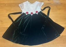 EUC Vintage Bonnie Jean Girls Holiday Christmas Dress Size 5 Green Velvet White