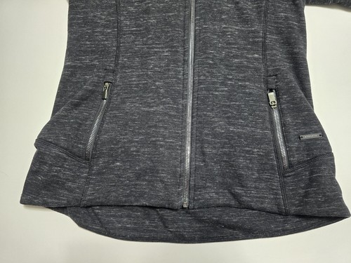 Athleta Jacket Womens Medium Petite Black Full Zip Hooded Fleece Lined - Picture 4 of 20