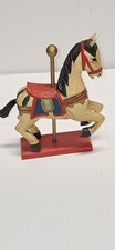 Vintage Wooden Carousel Toy Rocking Horse Hand Painted Carved