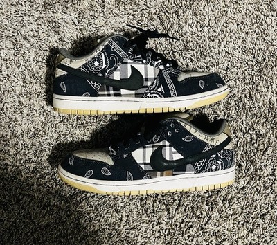 Travis Scott X Nike SB Dunk Low Paisley Print Skate Shoes Barely Worn