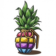 Rainbow Grenade Pineapple Sticker Decal