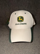 Gorra John Deere con correa trasera para hombre talla única blanco verde dorado logotipo clave del cliente