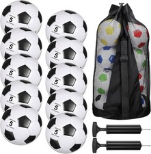 13 Pcs Soccer Ball Bulk 10 Pcs Official Size 5 Soccer Ball with 2 Pump and Ca...