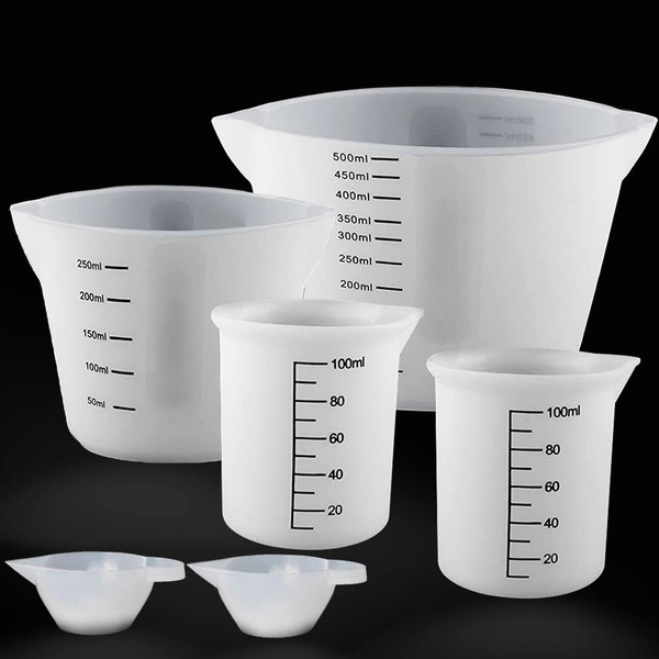 Silikon Messbecher Set 100Ml-500Ml Epoxidharz Mischbecher Mit Skala DIY Basteln-image