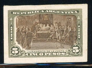 ARGENTINA Centenario COLOR PROOF: Scott #173 5P Olive Green/Brown $$$