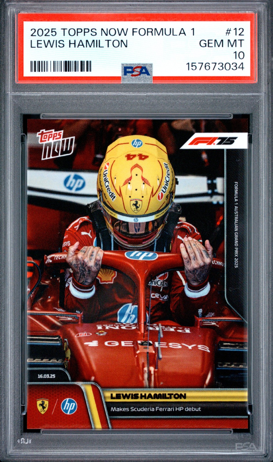 2025 TOPPS NOW FORMULA 1 #12 LEWIS HAMILTON PSA 10