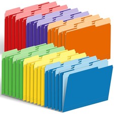 36 Pack Two-Tone Color File Folders, Bulk1/3-Cut Tabs Letter Size Files Folde...