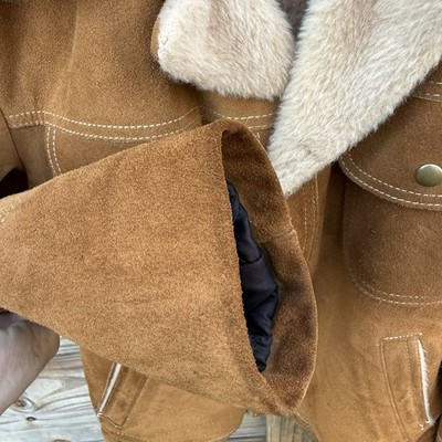 VTG JC Penney Rancher Jacket Men's 40 Brown Suede Shearling Lined
