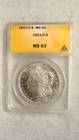 1921 D Morgan Dollar ANACS MS63 UNCIRCULATED $1 Coin IN NEW HOLDER