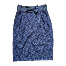 RED Valentino Black Floral Lace Pencil Skirt Bow Waist Silk Lined IT 38 Party