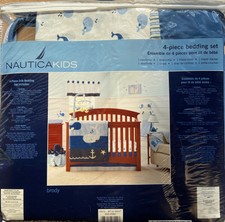 NauticaKids Brody Crib Bedding Quilted Blanket Nautical Whale Blue Ocean Nursery
