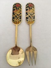 Vintage Souvenir Spoon Fork Collectible Saechen 24KGP 4.75”