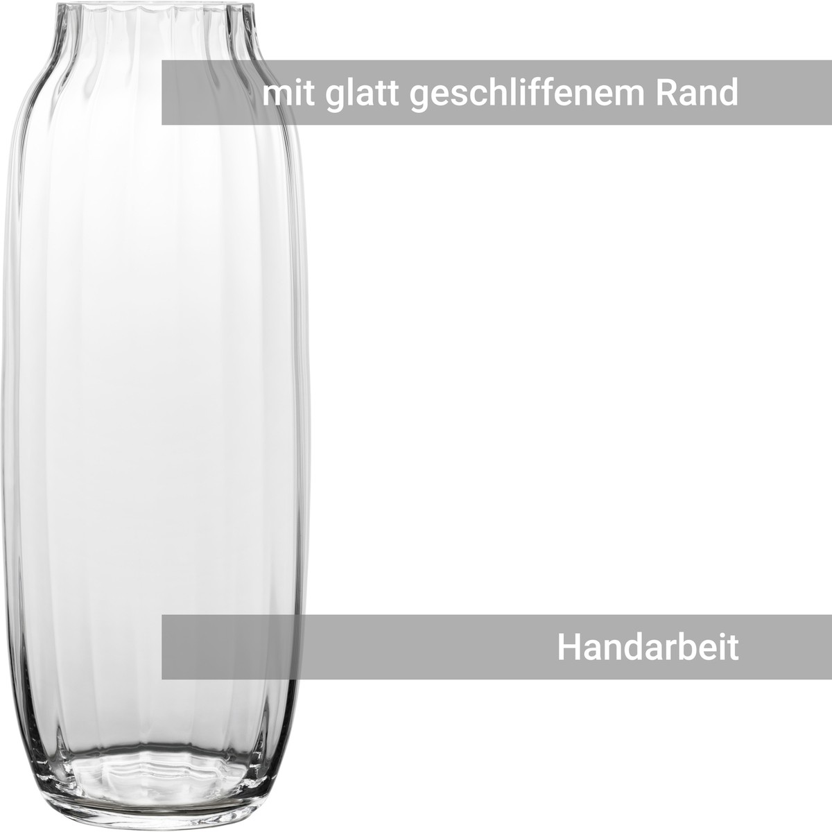 Bodenvase 50cm groß Glasvase Handarbeit groß XL Vase aus Glas für Pampasgras