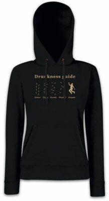 DRUNKNESS GUIDE Damen Hoodie Sweatshirt Wasted Drunk Barfly Boose Sober Hangover