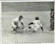 Press Photo Ken Norton and Opponent During Baseball Game, at Base - afa43656