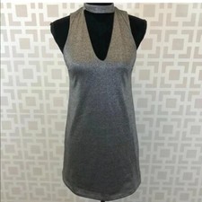 Urban Outfitters Mini Dress Silence + Noise Silver Metallic Choker Dress Size XS