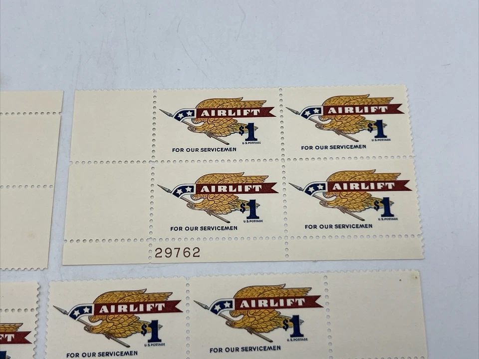 Scott #1341 $1 Airlift 4 Plate Blocks MNH 16 Stamps $16.00 FV - Image 4 of 4
