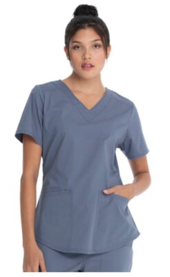 NWT ScrubStar Women's V Neck Scrub Top in Condor Grey Sz 3XL