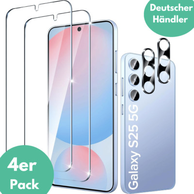2X Schutzglas für Samsung Galaxy S25 5G Display Kamera Panzerfolie Full Screen  