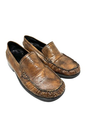 White Mt Leather Loafers Brown Viper Size 8.5