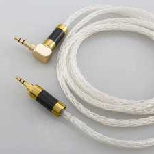 8Core Pure Silver Cable 2.5mm to 3.5mm 1/8" TRS Stereo Male Plug HiFi Audio Cord