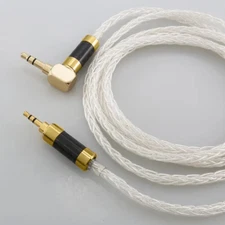 8Core Pure Silver Cable 2.5mm to 3.5mm 1/8" TRS Stereo Male Plug HiFi Audio Cord