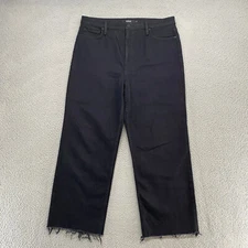 Hudson Jeans Womens 31 Remi Straight Cropped Raw Hem Black Capsule Minimalist