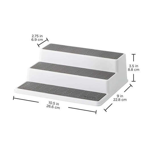 Copco 2555-0189 Non-Skid 3-Tier Spice Pantry Kitchen 10-Inch, White/Gray - Picture 7 of 9