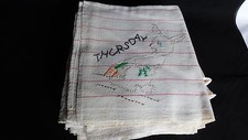 Vintage Hand Embroidered Set of 7 Daily Kitchen Towels 37"x37"