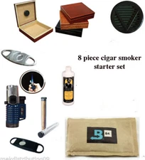 20 ct CIGAR Cherry HUMIDOR Cutter Dads & Grads Starter/gift Set 8 items CADDY