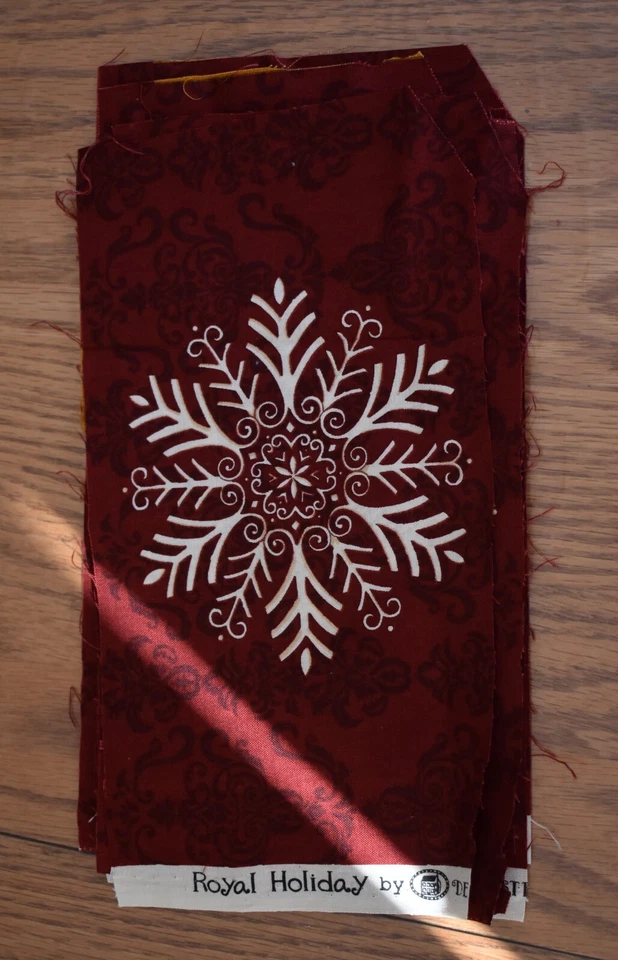 ROYAL HOLIDAY deb strain MODA  snowflakes CHRISTMAS ORNAMENTS burgundy PIECES - Image 2 of 4