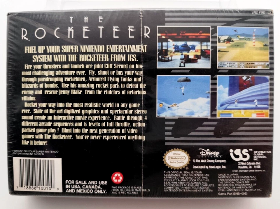 Rocketeer (Super Nintendo SNES, 1992) BRAND NEW Factory Sealed H-Seam! - Image 2 of 4
