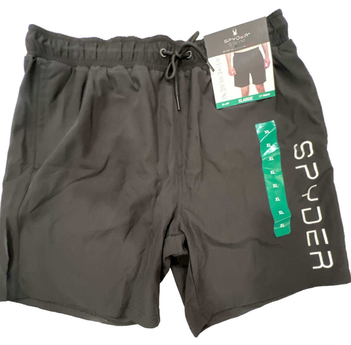 SPYDER Mens Swim Shorts Black Sz. XL 30+UPF 7.5” Inseam; 3 SPYDER Mens Swim Shorts Black Sz. XL 30+UPF 7.5” Inseam; 3