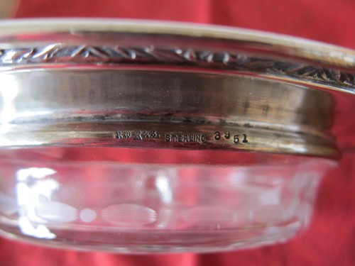 ANTIGUO Robert Wallace & Sons Plata de Ley y Vidrio Relish - Plato de Cóctel Nuez - Imagen 6 de 6