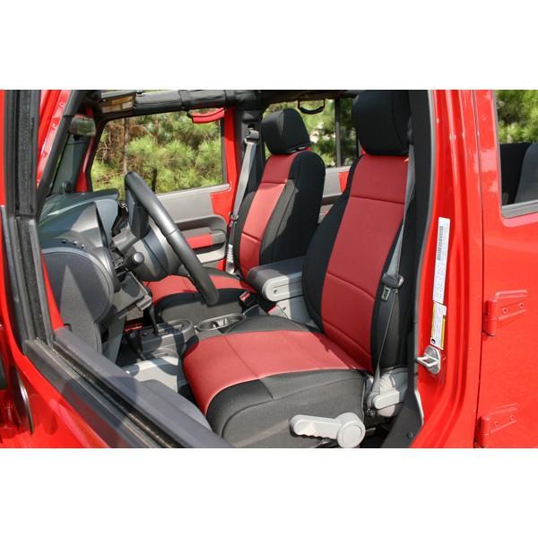Housse de siège avant en néoprène noir et rouge pour Jeep Wrangler JK 2007-2010