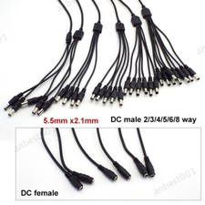 1 Female to 2 3 4 5 6 8 way Male DC connector Power Splitter Plug Cable 5.5X2.1