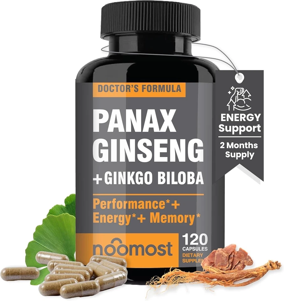 Píldoras de energía y enfoque de ginseng + ginkgo coreano - 120 cápsulas de vitalidad Foto 3 de 4